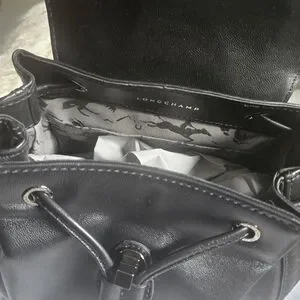 Longchamp Cavalcade Black Lambskin Leather Backpack EUC Longchamp | Bags | Longchamp Cavalcade Black Lambskin  main image 2